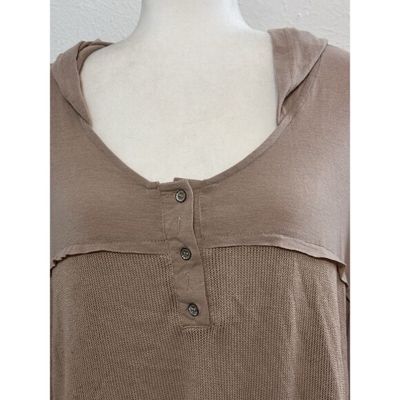 POL Women Size L Mix Media Wool Blend Hoodie Slouchy Boho Cozy Athleisure - Picture 4 of 12